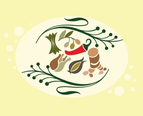 Food, vegetables . Vector illustrations for menu