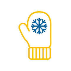 Snowflake gloves vector icon. Winter sign