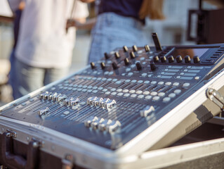 Concert sound mixer with sliders and regulators