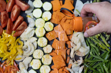 Preparado de legumes para ir ao forno 