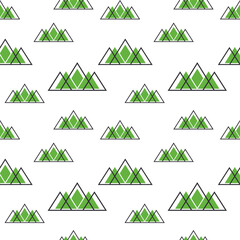 Seamless pattern with mountains in scandinavian style. Decorative background with landscape.