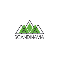 Scandinavian geometric logo. Mountains and greenery. Modern design of an ecological company
