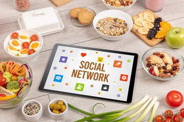 Healthy Tablet Pc compostion, social networking concept