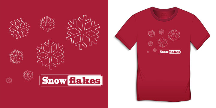 Snowflakes chalk pattern, Christmas motif image, graphic design for t-shirts vector