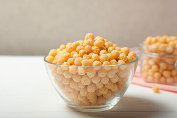 corn balls in glaze for breakfast close-up on the table