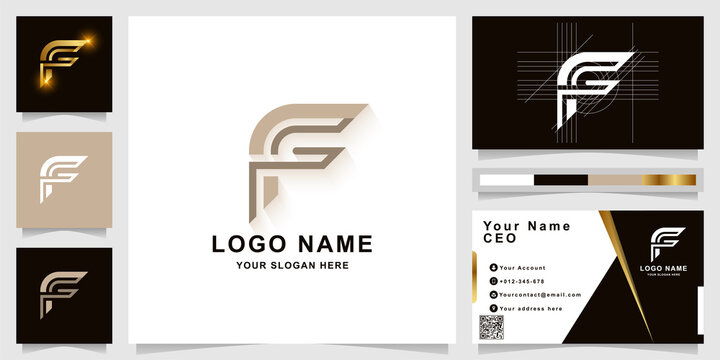Letter f or ff monogram logo template with business card design