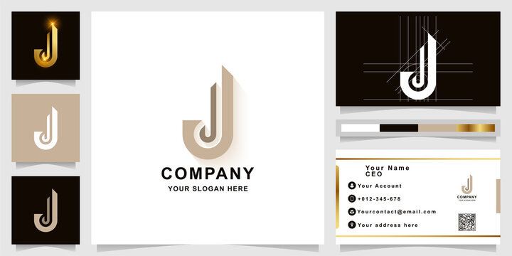 Letter j or jj monogram logo template with business card design