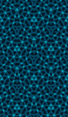Seamless pattern with abstract geometric motifs in 3 colors