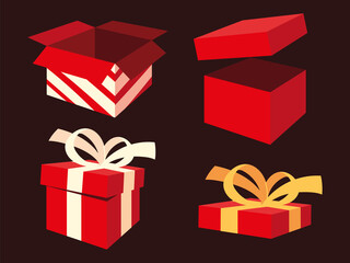 set red boxes and gifts