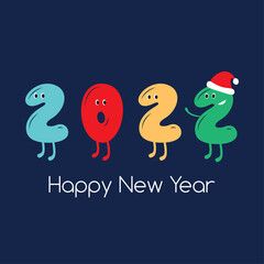 Happy New Year 2022 text design. Cover of business diary for 2022 with wishes. Brochure design template, card, banner. Vector illustration. Isolated on white background.	