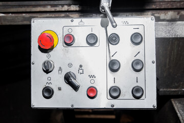 Panel with buttons control system of old industrial equipment