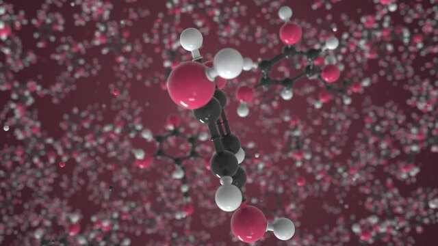 Phloroglucinol molecule made with balls, scientific molecular model. Looping 3D animation or motion background