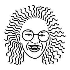 woman with shaggy hairstyle smiling cheerfully