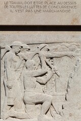 The Four Races statue represents workers from different trades and continents in Geneva, Switzerland 