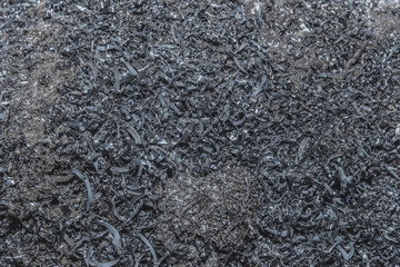 Pile of metal shavings background, industrial iron waste and steel recycle industry