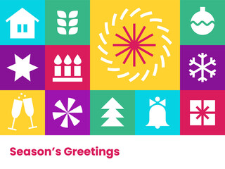 Fototapeta na wymiar Season's Greetings card. Christmas icons set. 