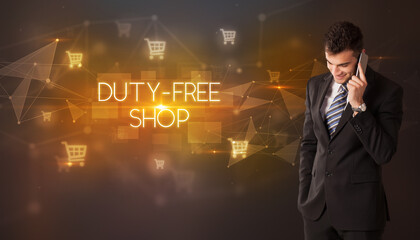 Businessman thinking about shopping