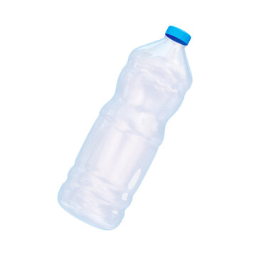 Empty water plastic bottle drink. Recycling bottle isolated on white. 3D rendering.