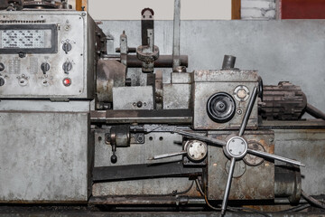 Lathe revolver old machine equipment for locksmith work in an industrial plant