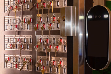 Intelligent key storage systems. Key storage and distribution system. Metal clef cabinet with a...