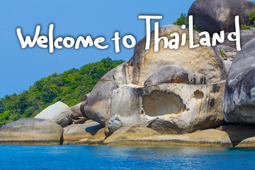 Similan Islands in Thailand. Welcome to Thailand. Rocky coast of Samilan islands. Island in Andaman...