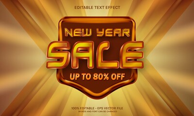 New year sale gold and brown with editable text effect 