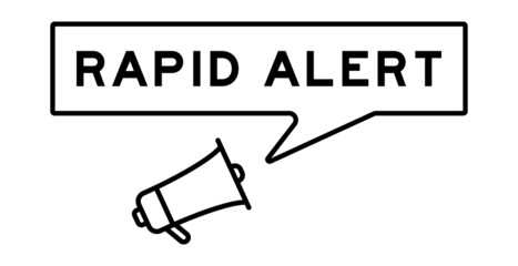 Megaphone icon with speech bubble in word rapid alert on white background