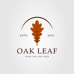 vintage brown oak leaf logo vector illustration design