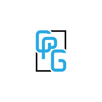initial letter CPG square line stroke logo vector