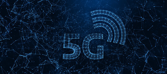 5G Network Internet Mobile Wireless Business concept. 3d render illustration