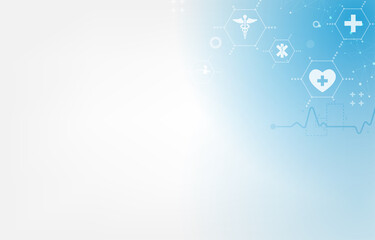 Medical white backgroud.ECG.medical icons.hexagon geometric.