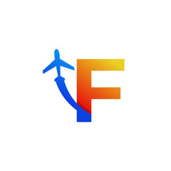 Initial Letter F Travel with Airplane Flight Logo Design Template Element