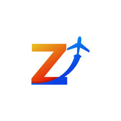 Initial Letter Z Travel with Airplane Flight Logo Design Template Element