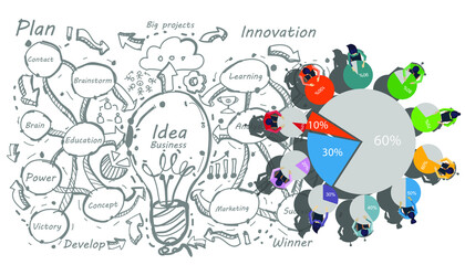 Business Brainstorming plan,think,search,analyze, for Success with percent,Graph Percent,Step, Colorful, -  Modern design Idea and Concept Vector illustration.