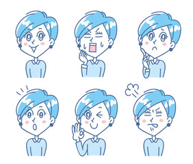 若い女性上半身表情セット