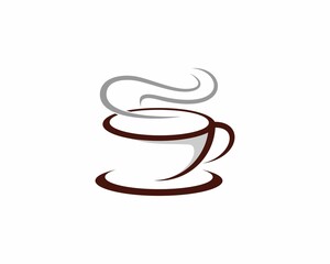 Coffee cup and vapor with outline logo