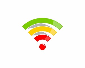 Wifi connection symbol with red , yellow and green colors