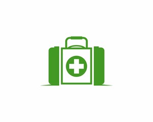 Medical kit in green color illustration