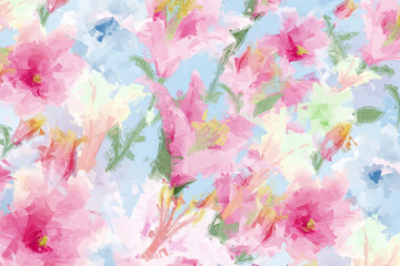 Fototapeta na wymiar Beautiful abstract oil painting flower bouquet illustration