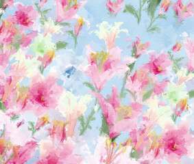 Obraz na płótnie Canvas Beautiful abstract oil painting flower bouquet illustration