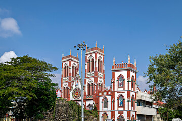 Basilica of the Sacred Heart of Jesus church situated on the south boulevard of Pondicherry, India,...