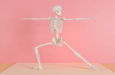 ヨガのポーズをとる骸骨さん