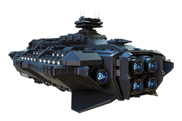 Spaceship exterior on an isolated white background, 3D illustration, 3D rendering  © Seeker Stock Art
