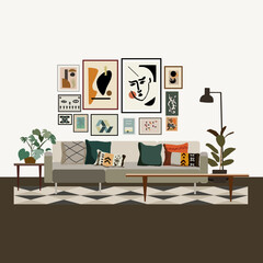modern living room interior design vector png