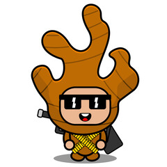 vector cartoon character cute ginger spice mascot costume carrying a gun and a bullet