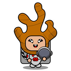vector cartoon character cute ginger spice mascot costume holding astronaut helmet