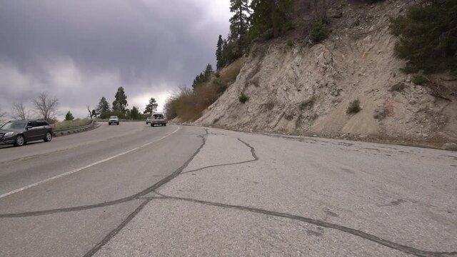 Rim of the World Scenic Byway Snow Mountain Canyon Driving Plate 06 Depart San Bernardino Mountains California USA