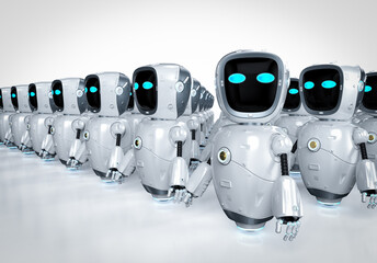 group of assistant robots with leader