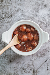 Korean sweet red bean porridge, Danpat juk