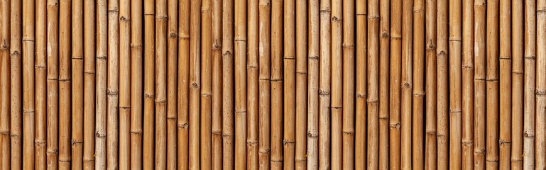 Panorama of Brown old Bamboo fence texture and background seamless © torsakarin
